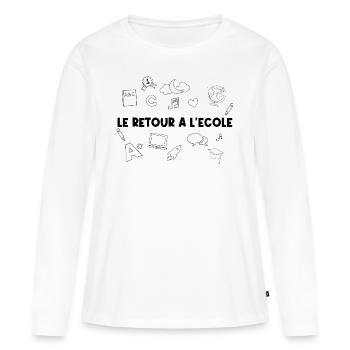 LE Retour à l’école. - T-shirt manches longues Premium bio Femme - blanc - Devant - Julia (174cm)