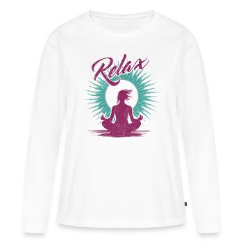 Yoga Relax - The well-being of meditation - Women's Premium Organic Long Sleeve Shirt - white - Front - Julia (174cm)