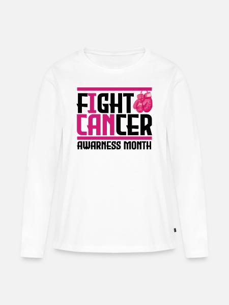Krebs bekämpfen. Monat des Bewusstseins. - Frauen Premium Bio Langarmshirt - Weiß