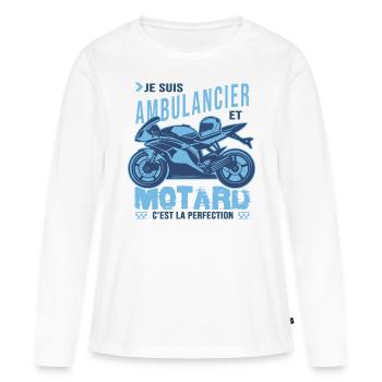 motard parfait ambulancier parfait - T-shirt manches longues Premium bio Femme - blanc - Devant - Julia (174cm)