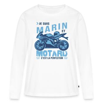 motard parfait marin parfait - T-shirt manches longues Premium bio Femme - blanc - Devant - Julia (174cm)