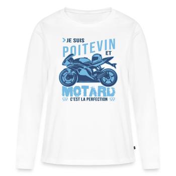 motard parfait poitevin parfait - T-shirt manches longues Premium bio Femme - blanc - Devant - Julia (174cm)