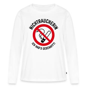 Nichtraucherin – Ich Hab’s Geschafft! (2C) - Frauen Premium Bio Langarmshirt - Weiß - Vorne - Julia (174cm)