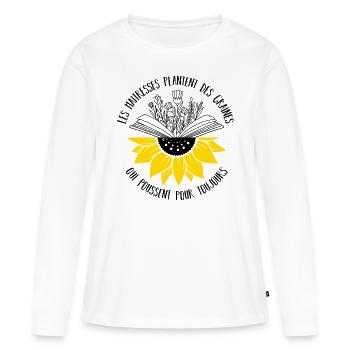 Les maîtresses plantent des graines cadeau - T-shirt manches longues Premium bio Femme - blanc - Devant - Julia (174cm)