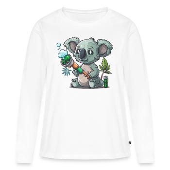 Koala soufflant de bang - T-shirt manches longues Premium bio Femme - blanc - Devant - Julia (174cm)