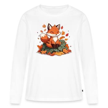 Herbstliche Freude - Frauen Premium Bio Langarmshirt - Weiß - Vorne - Julia (174cm)