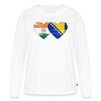 Inde Bosnie drapeau coeur utilisé - T-shirt manches longues Premium bio Femme - blanc - Devant - Julia (174cm)