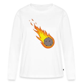 Espace Comète Flaming Meteor - T-shirt manches longues Premium bio Femme - blanc - Devant - Julia (174cm)