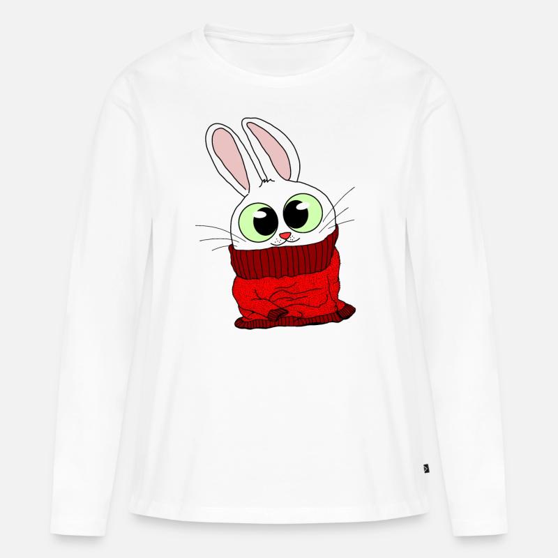 Flauschiges Häschen in flauschigen Pullover Tshirt - Frauen Premium Bio Langarmshirt - Weiß