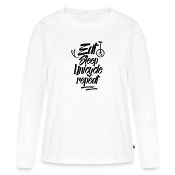 Monocycle Monocycle Monocycle Unicycling Unicycling - T-shirt manches longues Premium bio Femme - blanc - Devant - Julia (174cm)