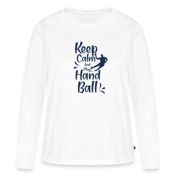 Handball Handball Handball Handball - T-shirt manches longues Premium bio Femme - blanc - Devant - Julia (174cm)