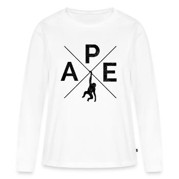 APE Singe Singe Primat Afrique Nature Sauvage - T-shirt manches longues Premium bio Femme - blanc - Devant - Julia (174cm)