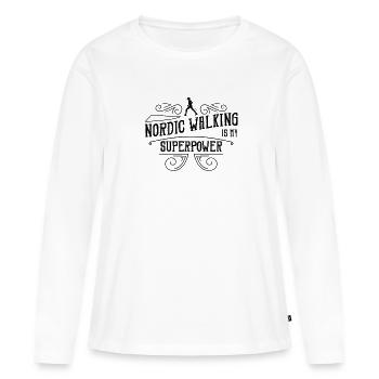 Walker Nordic Walk Marche nordique marche - T-shirt manches longues Premium bio Femme - blanc - Devant - Julia (174cm)