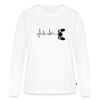 Chemise de jeu PS Controller Heartbeat - T-shirt manches longues Premium bio Femme - blanc - Devant - Julia (174cm)