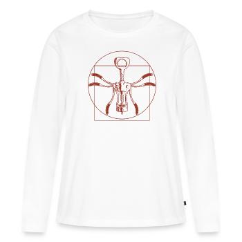 Fête du vin, vin rouge, vin blanc - T-shirt manches longues Premium bio Femme - blanc - Devant - Julia (174cm)