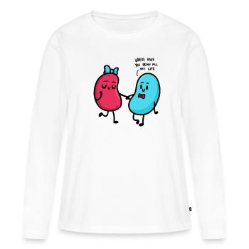 Partenaire de haricot - T-shirt manches longues Premium bio Femme - blanc - Devant - Julia (174cm)