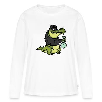 Voleur d'alligator, voleur d'aligator - T-shirt manches longues Premium bio Femme - blanc - Devant - Julia (174cm)