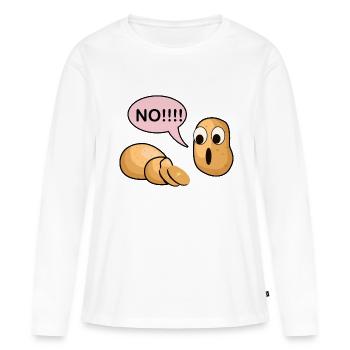 Pomme de terre choc - T-shirt manches longues Premium bio Femme - blanc - Devant - Julia (174cm)