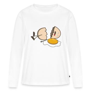 Oeuf cassé. oeuf cassé - T-shirt manches longues Premium bio Femme - blanc - Devant - Julia (174cm)