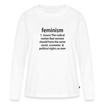 Définition du féminisme - T-shirt féminisme - T-shirt manches longues Premium bio Femme - blanc - Devant - Julia (174cm)
