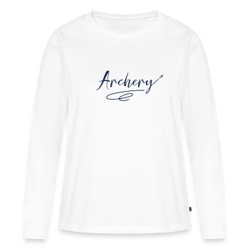 Flèche et arc - T-shirt manches longues Premium bio Femme - blanc - Devant - Julia (174cm)