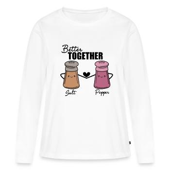Sel poivre - T-shirt manches longues Premium bio Femme - blanc - Devant - Julia (174cm)