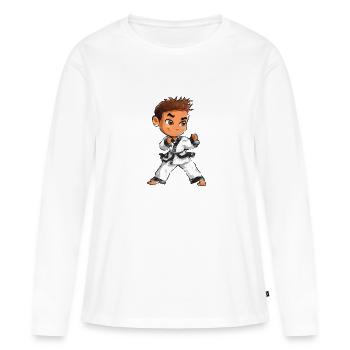 Cadeau de garçon d'arts martiaux de combattant de karaté - T-shirt manches longues Premium bio Femme - blanc - Devant - Julia (174cm)