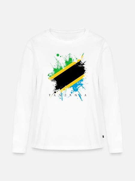 Tanzania Afrika Serengeti Fahne Flagge Land - Frauen Premium Bio Langarmshirt - Weiß