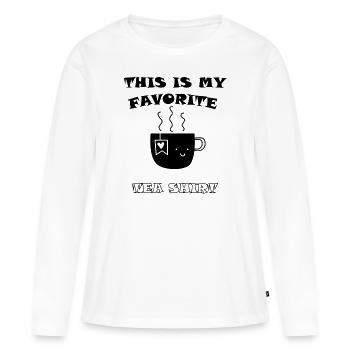 Tee - Frauen Premium Bio Langarmshirt - Weiß - Vorne - Julia (174cm)