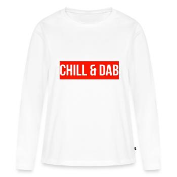 Chill and Dab - T-shirt manches longues Premium bio Femme - blanc - Devant - Julia (174cm)