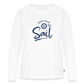 Navigatrice - T-shirt manches longues Premium bio Femme - blanc - Devant - Julia (174cm)