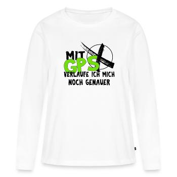 Geocaching hobby Happy Cacher Geschenk - Frauen Premium Bio Langarmshirt - Weiß - Vorne - Julia (174cm)