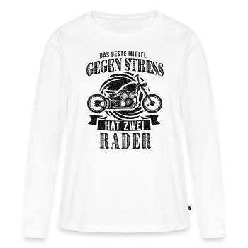 Motocyclistes Le meilleur remède contre le stress - T-shirt manches longues Premium bio Femme - blanc - Devant - Julia (174cm)