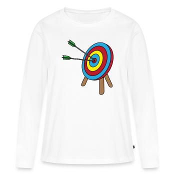 Bogenschießen Pfeil und Bogen Langbogen Geschenk - Frauen Premium Bio Langarmshirt - Weiß - Vorne - Julia (174cm)