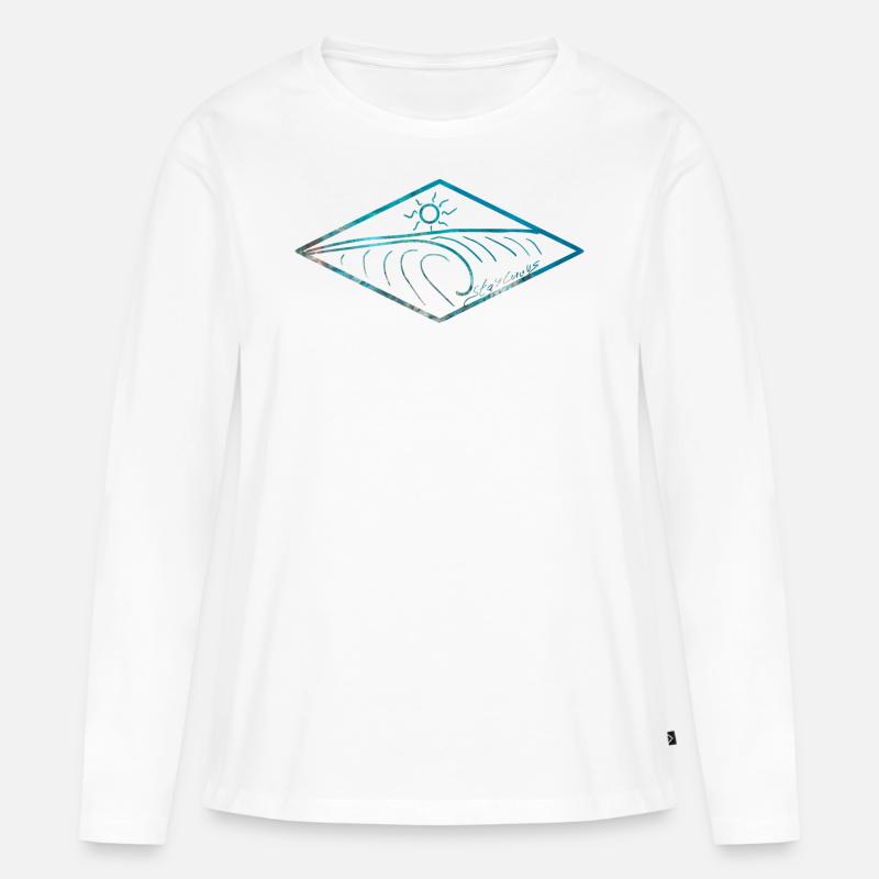 Stay Curious Wave - Frauen Premium Bio Langarmshirt - Weiß