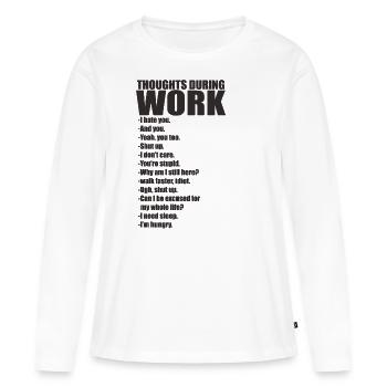 Bureau Travail Pensées - T-shirt manches longues Premium bio Femme - blanc - Devant - Julia (174cm)