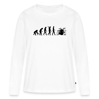 Drummer Drums Evolution Cadeau de batteur - T-shirt manches longues Premium bio Femme - blanc - Devant - Julia (174cm)