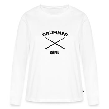 Fille de batteur - T-shirt manches longues Premium bio Femme - blanc - Devant - Julia (174cm)