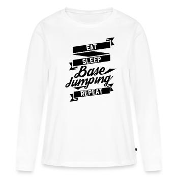 Basejumping Basejumper Fallschirm Base Jump Sprung - Frauen Premium Bio Langarmshirt - Weiß - Vorne - Julia (174cm)