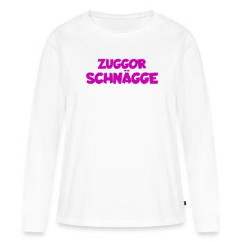 Zuckerschnecke auf sächsisch Zuggorschnägge Shirt - Frauen Premium Bio Langarmshirt - Weiß - Vorne - Julia (174cm)