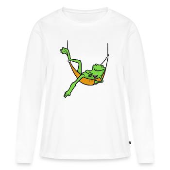 Grenouille préférée hamac grenouille préférée - T-shirt manches longues Premium bio Femme - blanc - Devant - Julia (174cm)