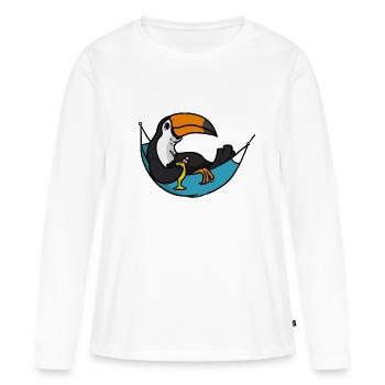 Heure du hamac Tucan Heure du hamac Toucan - T-shirt manches longues Premium bio Femme - blanc - Devant - Julia (174cm)