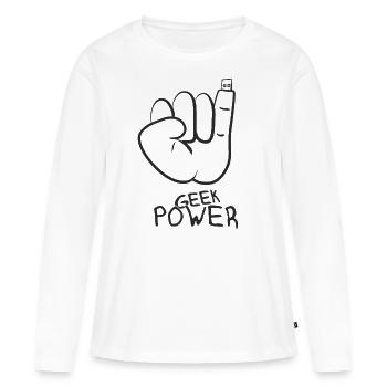 Geek - Women's Premium Organic Long Sleeve Shirt - white - Front - Julia (174cm)