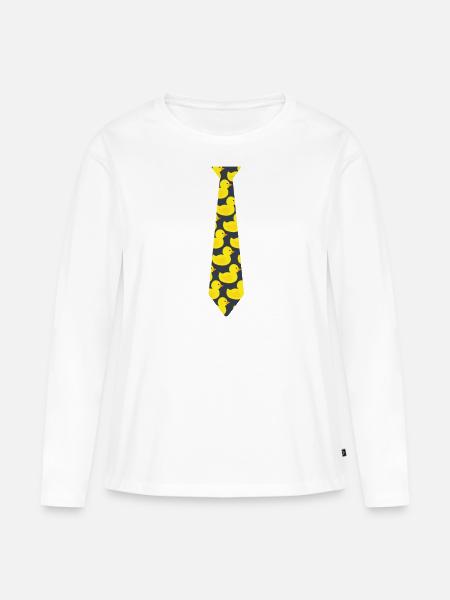 Gummiente Krawatte - Frauen Premium Bio Langarmshirt - Weiß