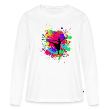 Schöne prima Ballerina in Farbkleckse Geschenk - Frauen Premium Bio Langarmshirt - Weiß - Vorne - Julia (174cm)