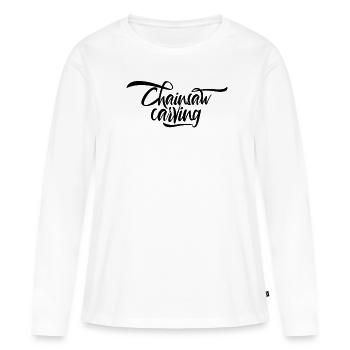 Kettensäge schnitzen - Frauen Premium Bio Langarmshirt - Weiß - Vorne - Julia (174cm)