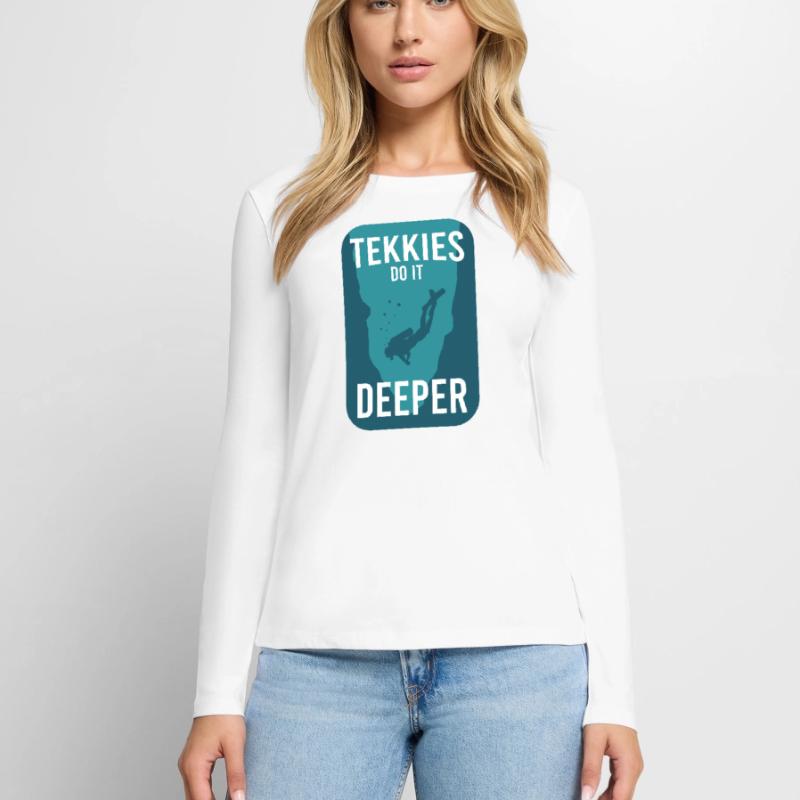 TEC DIVER DO IT DEEPER Gift for Divers Women's Premium Organic Long Sleeve Shirt