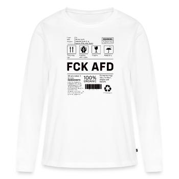 FCK AFD label - Women's Premium Organic Long Sleeve Shirt - white - Front - Julia (174cm)