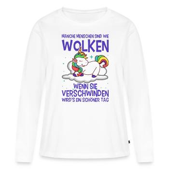 Einhorn Spruch Motiv - Frauen Premium Bio Langarmshirt - Weiß - Vorne - Julia (174cm)
