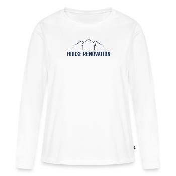Rénovation de maison - T-shirt manches longues Premium bio Femme - blanc - Devant - Julia (174cm)